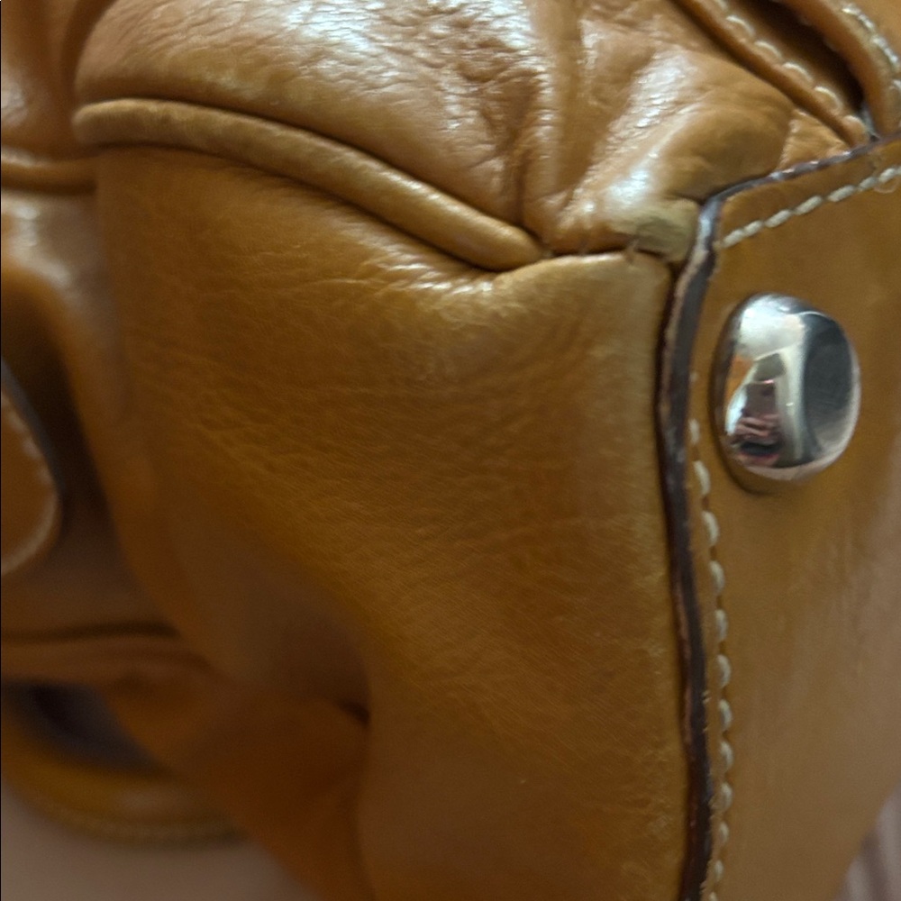 Marc Jacobs Camel color Leather Satchel with Silver Accents - Picture 5 of 12